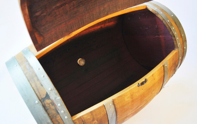 barrel ice chest - upper view opened