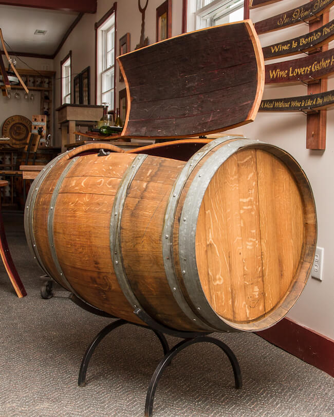 wine barrel ice chest - opened 
